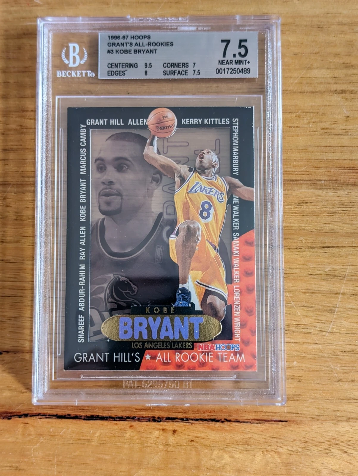 1996-97 Hoops Kobe Bryant Grant Hill's All Rookie Team RC #3 Beckett 7.5