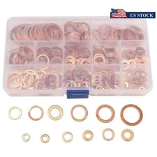 280Pcs 12 Sizes Assorted Solid Copper Crush Washers Seal Flat Ring Set With Box