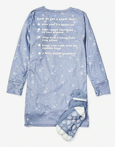 NWT Justice Girls Snowflake "Snow Day" Nightgown & Cozy Socks Size 7 12 14 16/18 - Picture 2 of 3