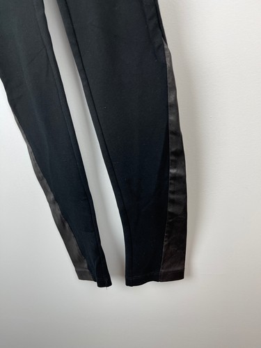 Alice + Olivia Front Zip Leather Side Panels Ponte Black Skinny Leggings 2 $330 - Picture 5 of 10