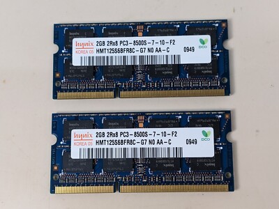 Hynix 2GB 2Rx8 PC3-8500S-7-10-F2 Laptop RAM Memory from Apple MacBook PRO  Qty