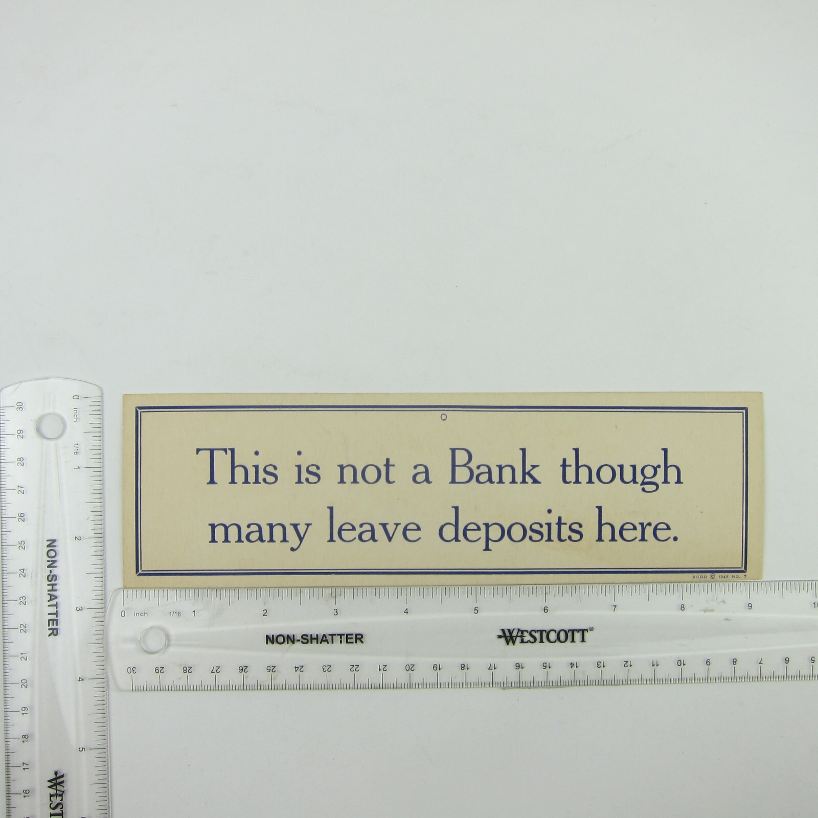 Vintage Bathroom Sign Not a Bank Leave Deposits Funny Joke Toilet Humor 1945 eBay