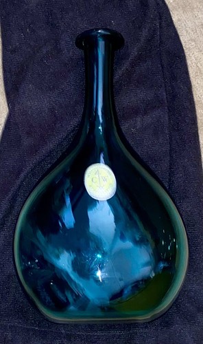 Geblasene Blenko Colonial Williamsburg Wacholder CW-12 Dekanter Flasche Aufkleber