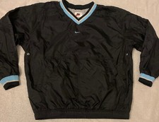 Nike Vintage Blue Windbreaker Jacket Womens XL 16-18 Lined V-neck Pullover