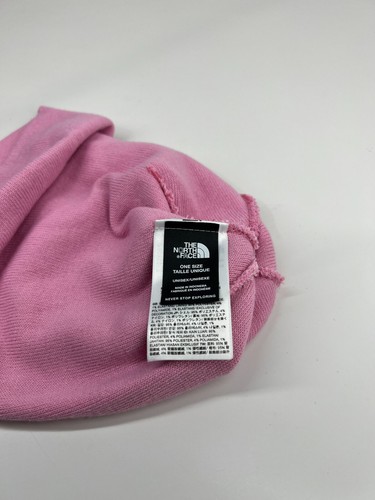 The North Face beanie winter knit hat pink cuffed one size fits most adult - Picture 5 of 7
