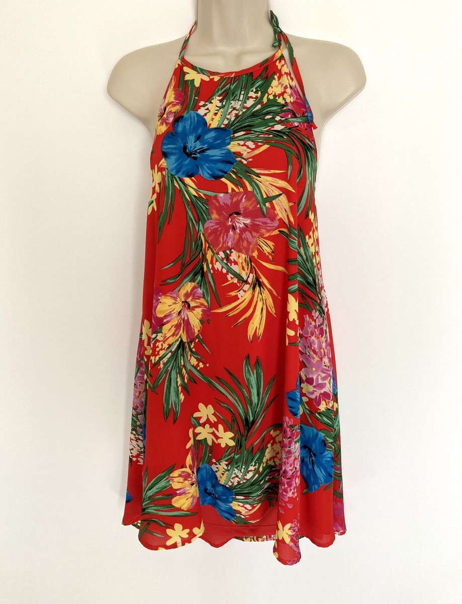 Show Me Your MuMu Ladies Katy Halter Short Floratopia Colorful Flower Dress Sz L Show Me Your MuMu Ladies Katy Halter Short Floratopia Colorful Flower Dress Sz L