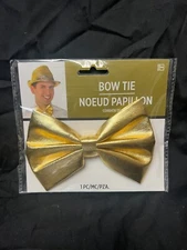 Amscan Gold Bow Tie Party Accessory Costume Halloween Elastic Neckband NIP