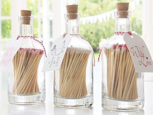 BOTELLA DE VIDRIO ENCENDEDOR DE LUJO FÓSFOROS LARGOS CORAZÓN AMOR VALENTÍN DECORACIÓN HOGAR  - Imagen 1 de 23