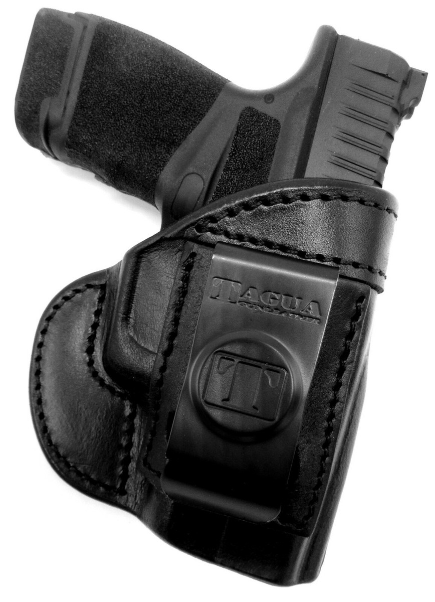 Right Hand Black Leather OWB Open Top Belt Holster For 3\" 1911 COLT DEFENDER E