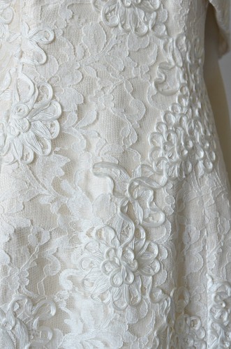 ANNA CHRISTINA London Wedding Dress Vintage Ivory Beige Size 12 - Picture 4 of 9