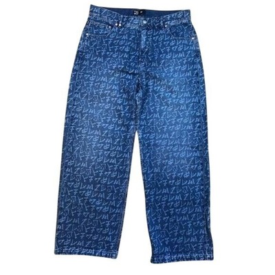 Afends TAGGED PABLO - HEMP DENIM BAGGY JEANS - GRAFFITI BLUE