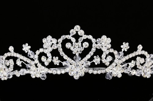 Handmade Bridal Heart Floral Rhinestones Crystal Prom Wedding Crown Tiara 7928 - Picture 3 of 4