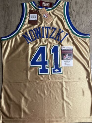 DIRK NOWITZKI DALLAS MAVS SIGNED AUTHENTIC GOLD M&N 75TH JERSEY JSA COA AUTO - Picture 2 of 6