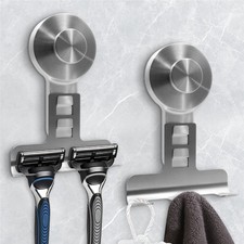 Suction Cup Razor Holder for Shower Wall 2 Pack,Heavy-Duty 15lbs Suction Hook...