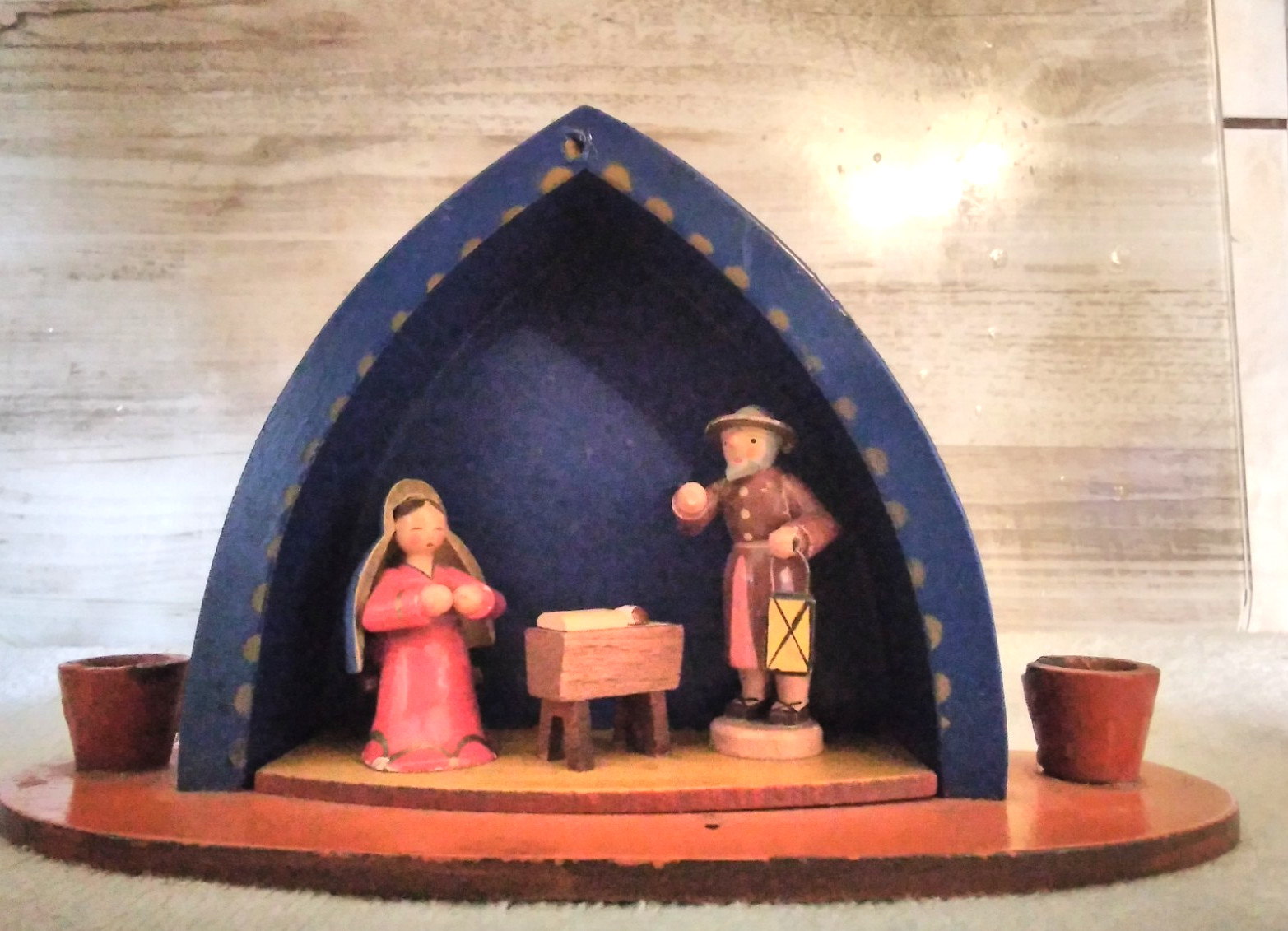 Alte Erzgebirge Krippe Holz Krippe Weihnachten GR 20x6x12cm