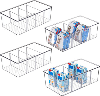 Vtopmart 4Er Kühlschrank Organizer Mit 4 Fächern, Bpa-Freie Küche Stapelbarer Le