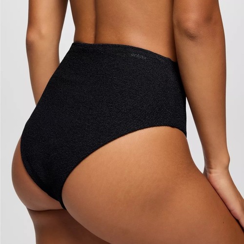 Prana Lahari Scrunch High Rise Swim Bottom Women's XS Black Cheeky Bikini Brief - Picture 3 of 8