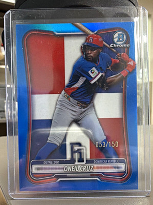 Topps Bowman Chrome 2026 Oneil Cruz Dominican Republic WBC Blue Parallel 53/150