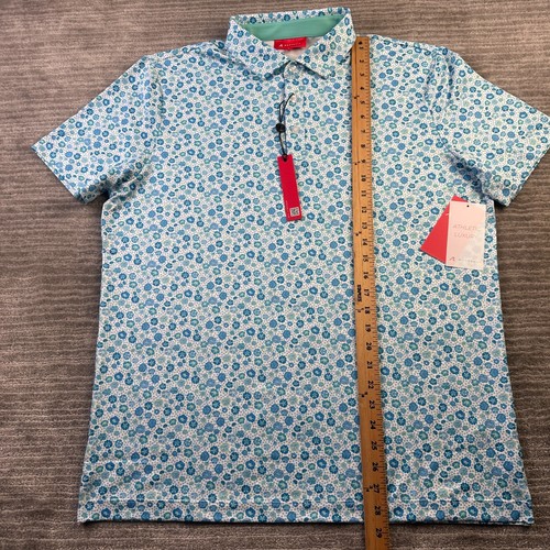Camisa polo Redvanly para hombre grande azul rendimiento de golf estampado elástico - Imagen 8 de 8