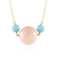 Cavill Silbercollier 925 Sterlingsilber Vergoldet 43,35Ct Rosa Opal