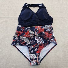 Voqeen Floral Push Up Bikini Set Women S High Waisted Tummy Control Two Piece