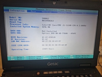 Rugged Getac S400 G2 Rugged 14'' Laptop i5-3320M,4Gb RAM - OHNE HDD