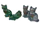 Fenton Carnival Glass Hand Painted Signed Cat Figures