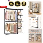 Portable Closet Wardrobe Organizer Clothes Rack Storage with Shelves
