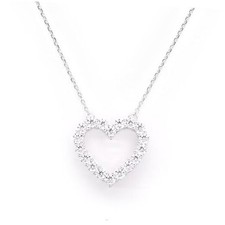 Heart Necklace, Silver Necklace Sterling Silver Necklace White Gold Finish 