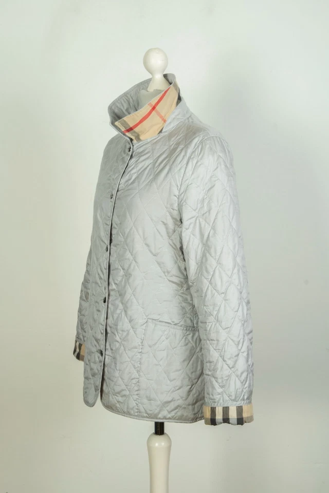 Burberry London Quilted Nova Check Gray Ladies Jacket Coat Size M - Image 3 of 4