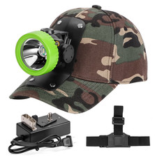 Rechargeable LED Mining Headlamp with Camouflage Miner Cap White Light Headlight