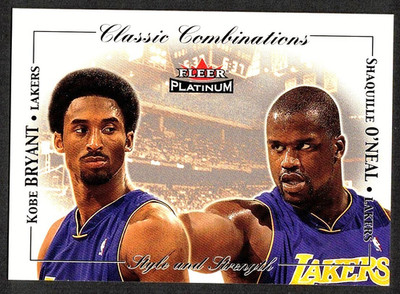 Kobe Bryant--Shaquille O'Neal Fleer 2001-02 Classic Combinations #8 #d /500 D634