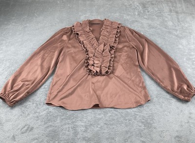 Altamira Milano Women s Top Brown Small Ruffles Make In Italy C13