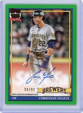 2026 Topps Series 1 Christian Yelich 1991 Design Green On Card Auto #/99 BREWERS