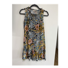 LOFT Floral Paisley Ruffle Sleeveless Multicolor Shift Dress XS