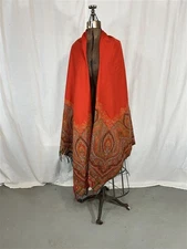 antique paisley woven wool square 69x68 large red center 19th c 1800s