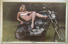 Honey Cycle 1970s Vintage Pin-Up Harley Davidson Speedster Poster