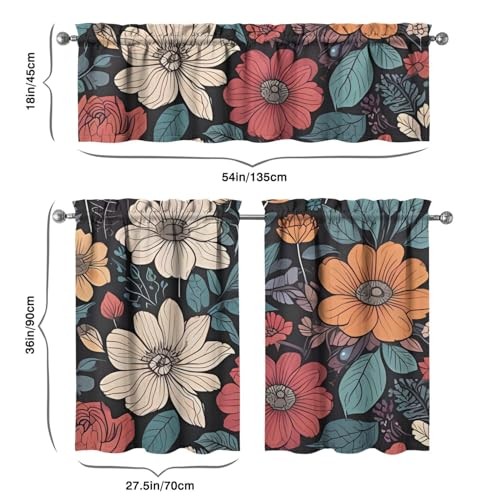 Boho Küchengardinen Sets für Fenster Bohemian Blumen Vorhang Spüle Boho02 - Bild 7 von 7