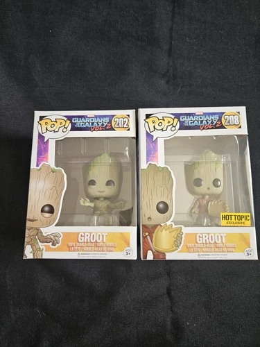 Funko Pop! Marvel Groot #202 and Groot #208 Hot Topic