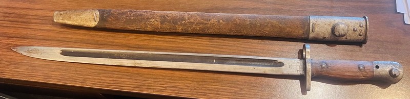 WWII 1942 Australian Lithgow Pattern 1907 SMLE Lee Enfield Bayonet w/ Scabbard