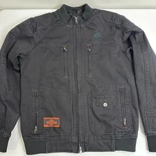Harley Davidson Zip Up Jacket Mens Medium Black Skull 3M Motorcycle Riding Gear