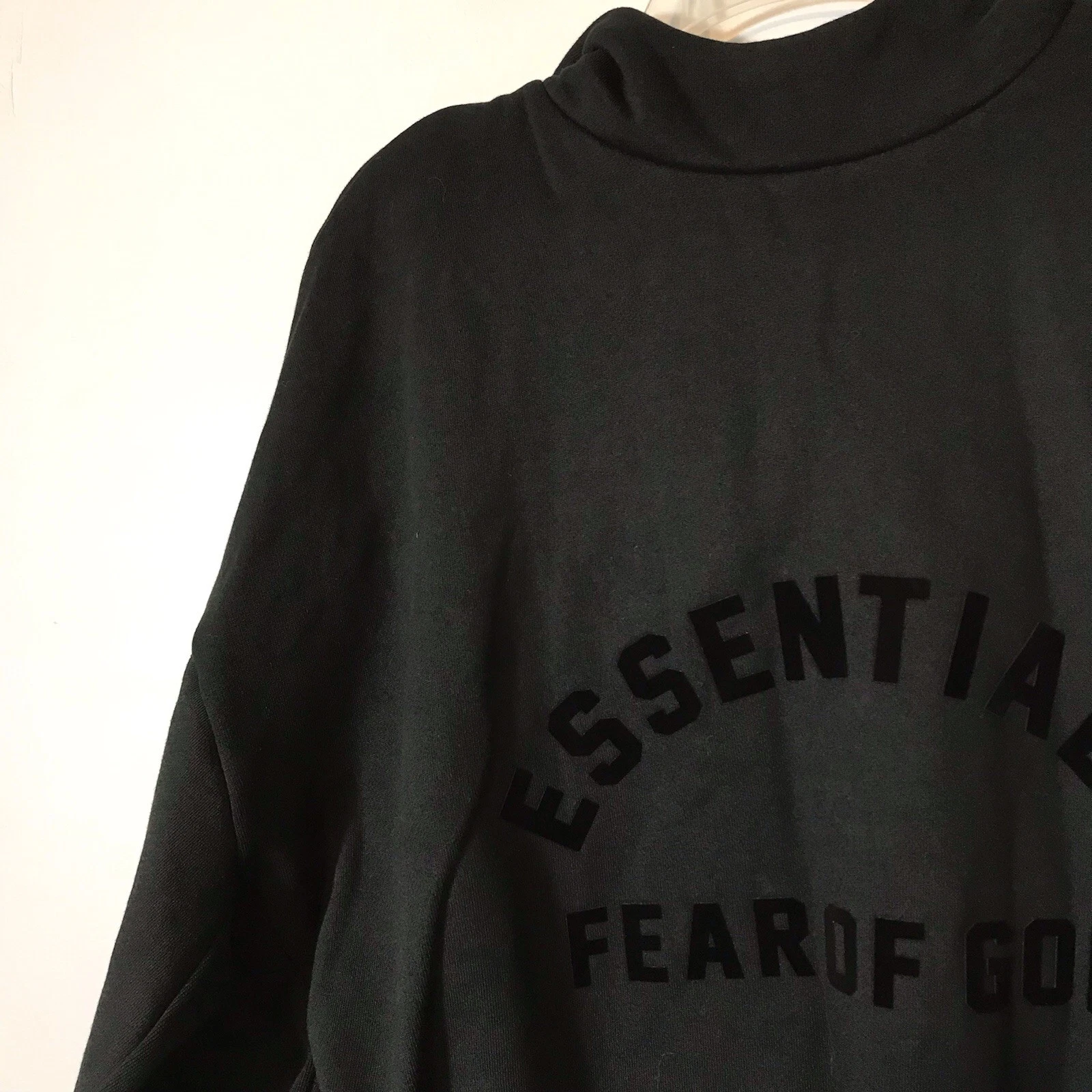 Felpa con cappuccio uomo piccola Essentials Fear Of God Jet nera oversize nuova con etichetta