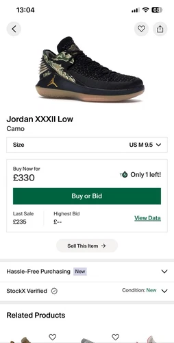 Sneakers basse "Camo" usate una volta Air Jordan XXXii taglia UK 8 5