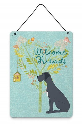 Caroline's Treasures Welcome Friends Black Great Dane Wall or Door Hanging Print