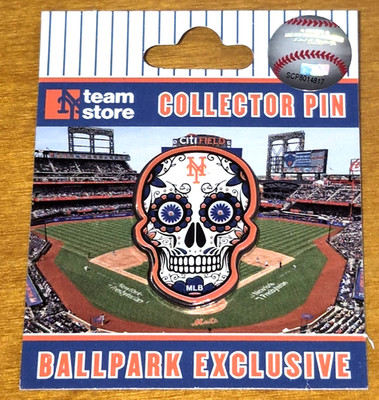 New York Mets Deadhead Skull Pin NY Citi Field Exclusive Day of the Dead Design