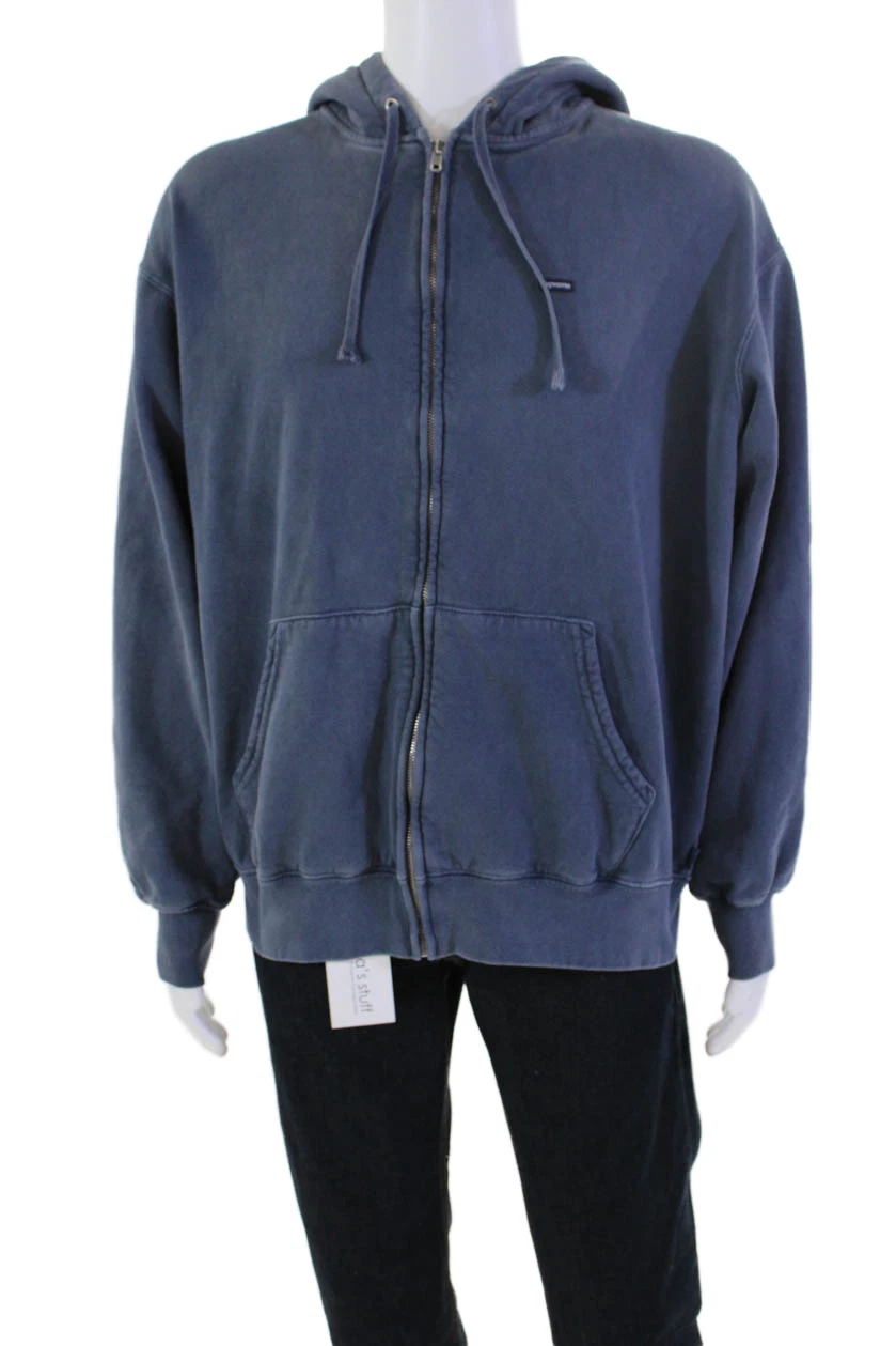 Sweat à capuche homme Supreme zippé devant manches longues logo coton bleu taille L