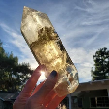 Citrine Clear Yellow Gold Phantom Flash Point Tower Crystal 934 grams