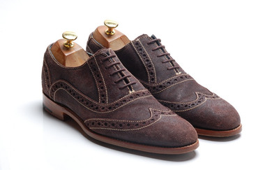BARKER Brogues Schuhe dunkelbraun gewachstes Wildleder -`Grant` UK 7 F US 8 EU 41