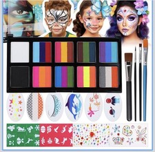 Janolia Water Activated Face  Body Paint Kit, 10 Colors, Brushes  More  NIB