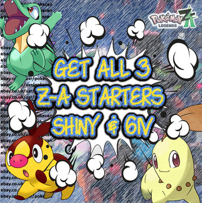 Pokémon Legenden ZA Shiny 6IV Starter Bundle   Totodile, Chikorita, Tepig